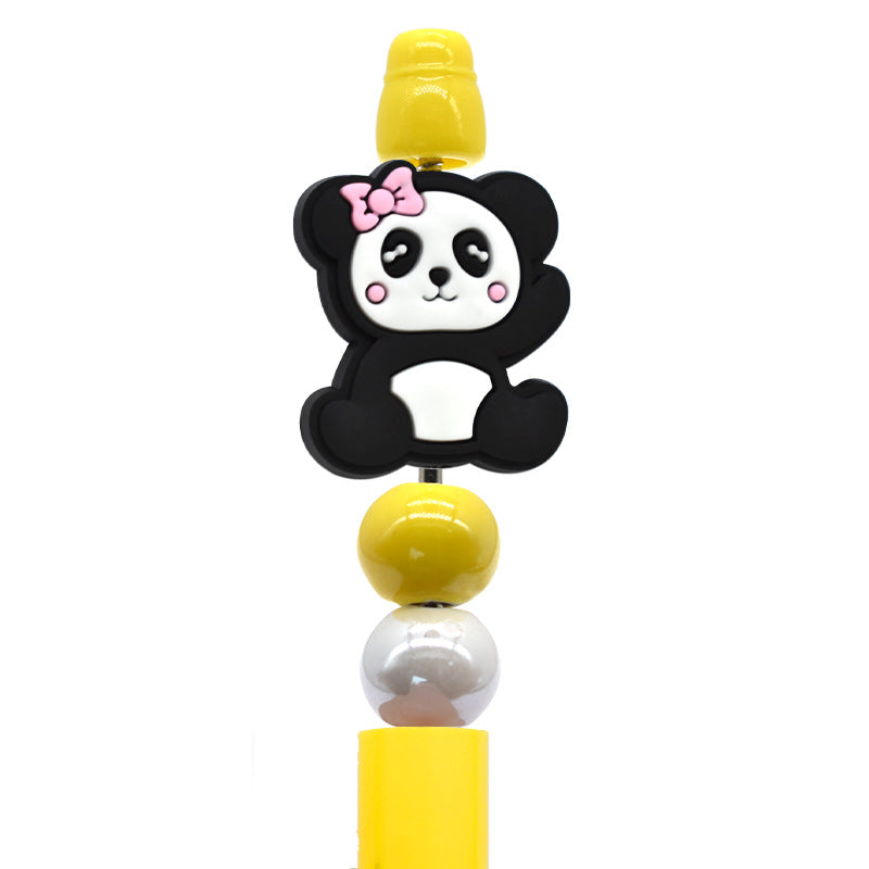 Wholesale Random100pcs/pack DIY Cute Cartoon Panda Beaded Pen Pvc Soft Glue Focus Beads